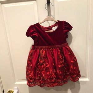 Red velvet and Lace dress